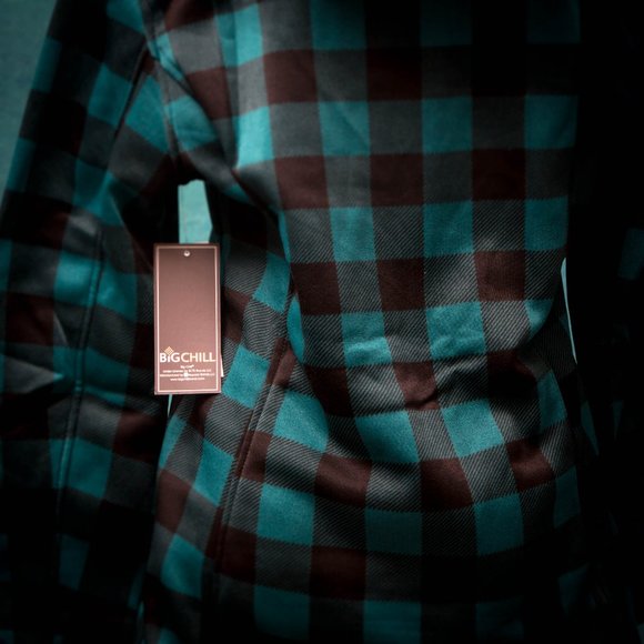 NWT Chill | Black & Peacock Buffalo Check Fleece Toggle Accent Jacket - LARGE - Picture 9 of 10